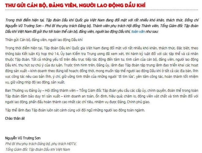 Tổng giám đốc PVN viết tâm thư gửi người lao động ảnh 1