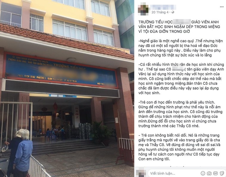 Vụ cô giáo bắt học sinh tiểu học ngậm dép: Chỉ là hiểu lầm ảnh 1
