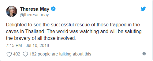 Nguyên thủ quốc gia và giới bóng đá chúc mừng chiến dịch giải cứu đội bóng Thái Lan ảnh 2