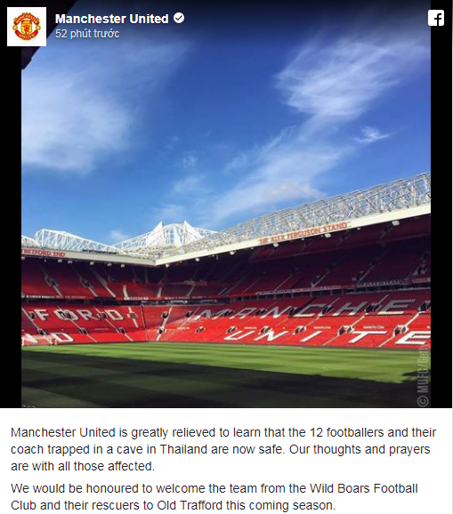 Nguyên thủ quốc gia và giới bóng đá chúc mừng chiến dịch giải cứu đội bóng Thái Lan ảnh 4