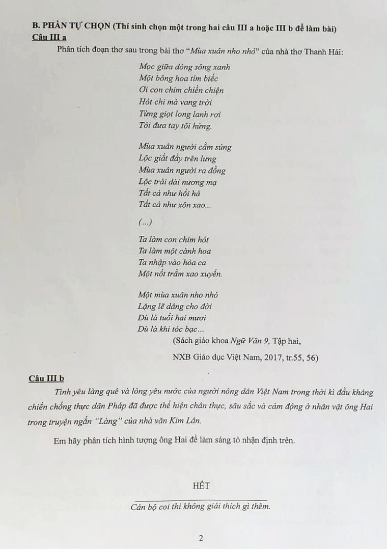 Đề thi Ngữ văn của các sĩ tử thi THPT Chuyên Khoa học Tự nhiên ảnh 2