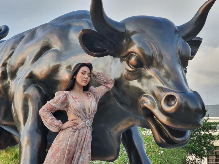 Tượng bò tót vàng độc đáo xuất hiện tại Hạ Long ảnh 1