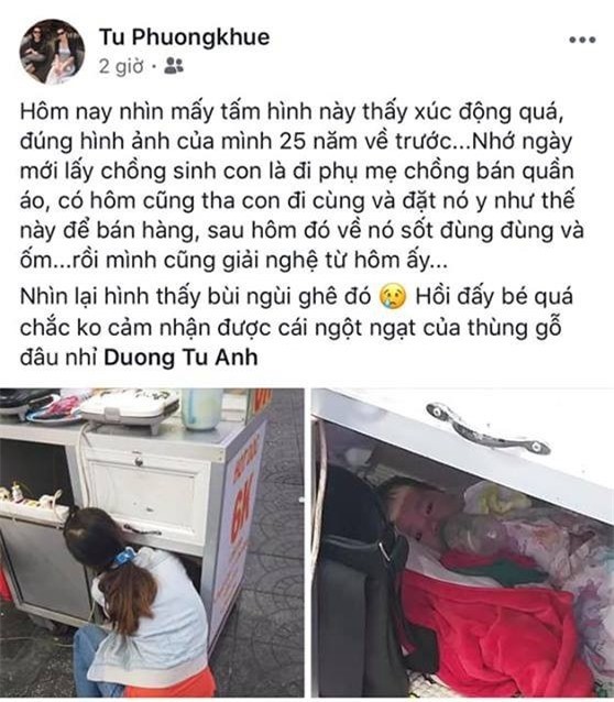 Mẹ Á hậu Tú Anh tiết lộ phải nhét con vào thùng gỗ để đi làm ảnh 1