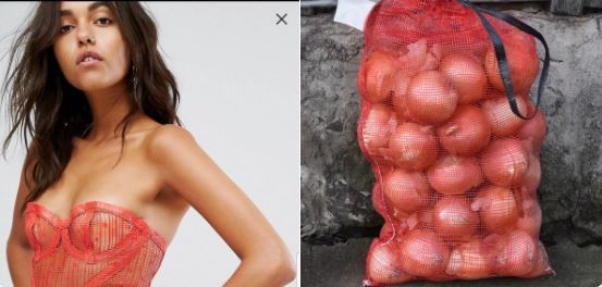 Váy hàng hiệu 13 triệu đồng giống hệt...túi đựng hành ảnh 1