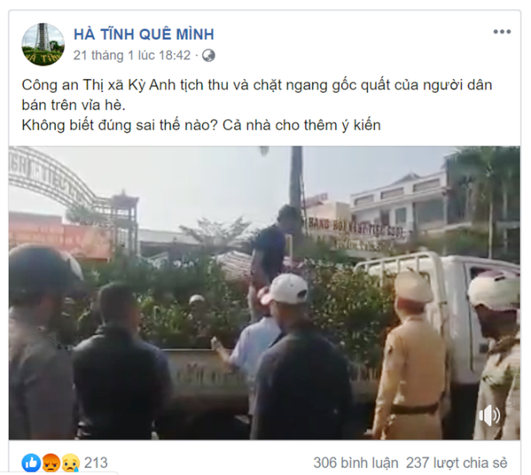 Người đàn ông nhảy lên ô tô công vụ chặt quất cảnh bị tịch thu ảnh 1