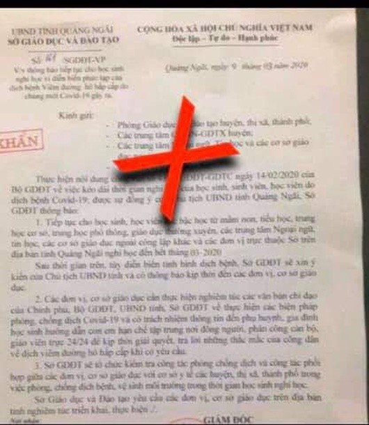 Phát hiện thêm nhiều văn bản giả mạo cho học sinh nghỉ hết tháng 3 ảnh 1
