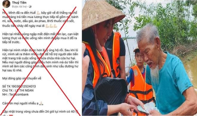 Xuất hiện Fanpage Facebook mạo danh ca sĩ Thủy Tiên để lừa tiền cứu trợ vùng lũ ảnh 1