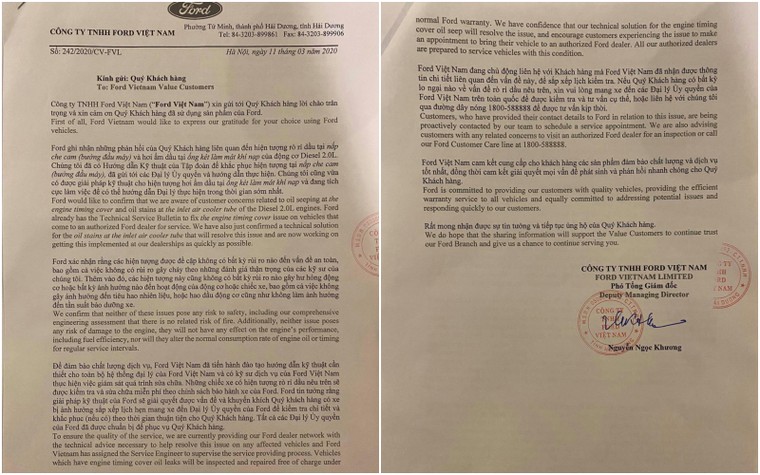 Ford Việt Nam khẳng định việc rò rỉ dầu trên động cơ Bi-Turbo 2.0L không gây rủi ro cho xe. ảnh 1