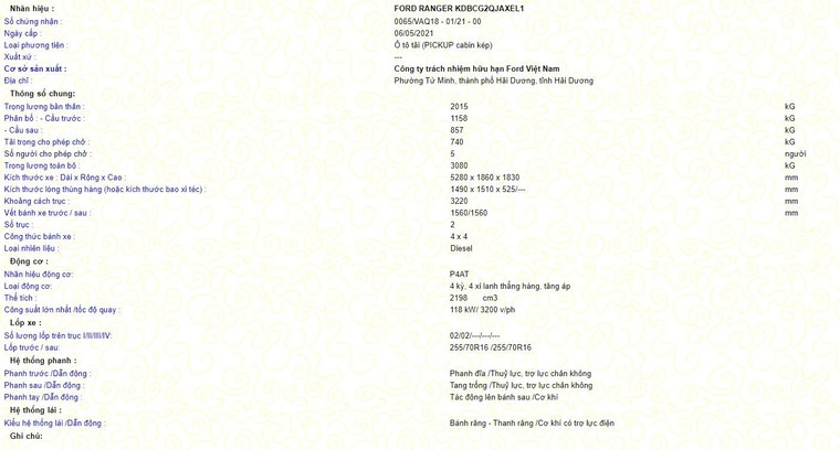 Ford Ranger 2021 phiên bản CKD đã được đăng kiểm và sẵn sàng ra mắt ảnh 1