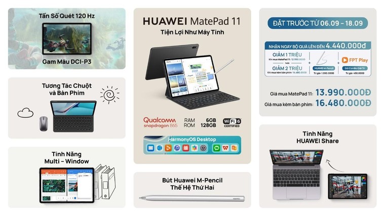 Huawei MatePad 11, màn hình tần số quét 120Hz, trải nghiệm như PC – giá 13,990,000 triệu đồng ảnh 1