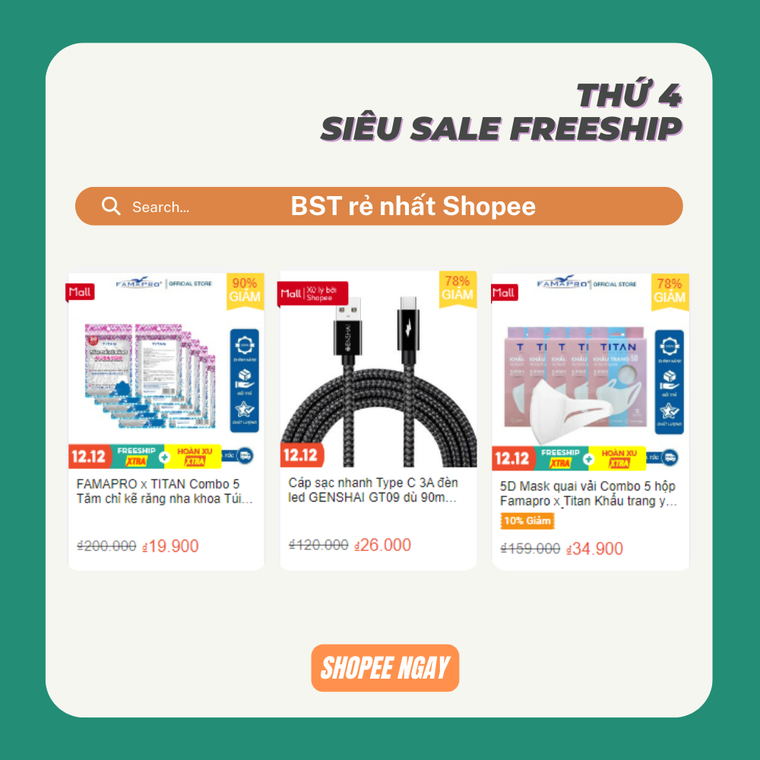 Shopee sale đậm kèm miễn phí vận chuyển mỗi thứ 4 hàng tuần, nhanh tay truy cập để săn sale ảnh 3