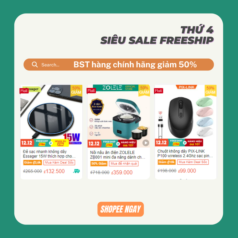Shopee sale đậm kèm miễn phí vận chuyển mỗi thứ 4 hàng tuần, nhanh tay truy cập để săn sale ảnh 2