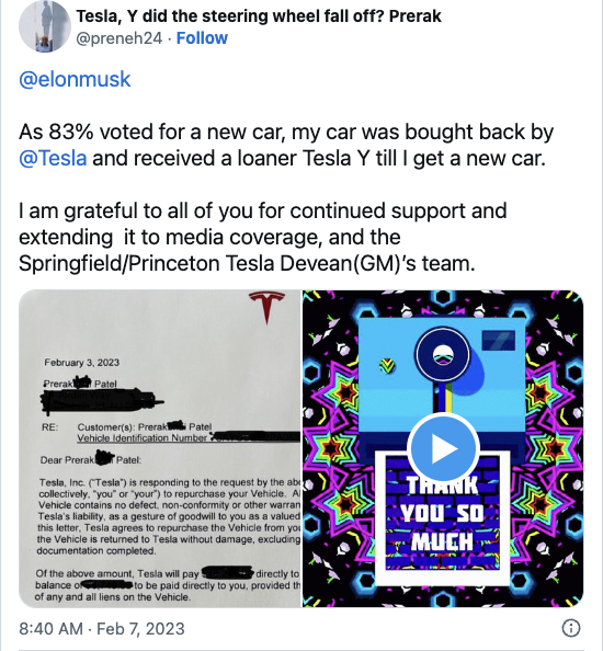 Tesla chấp nhận đổi xe mới cho khách hàng bị gãy rời vô lăng trên cao tốc ảnh 3