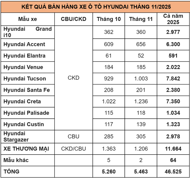 TC Group thông báo kết quả bán hàng Hyundai tháng 11/2025 ảnh 3