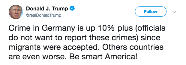 Thủ tướng Merkel phản bác ông Trump về vấn đề tội phạm Đức ảnh 1