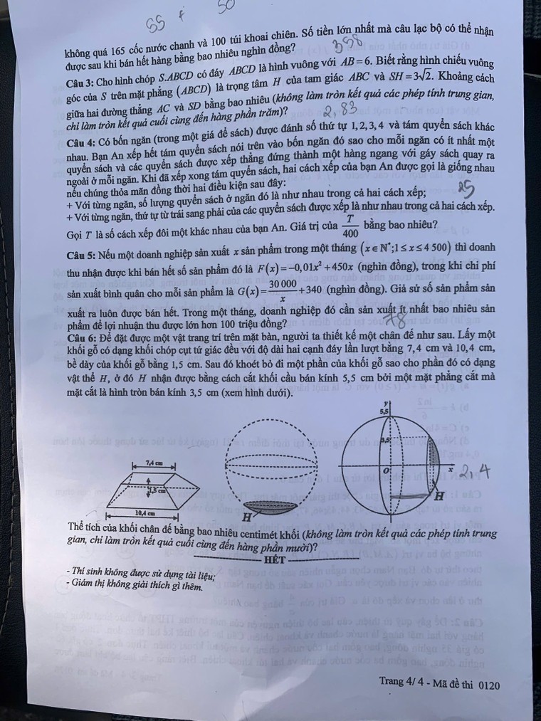 Đề thi môn Toán Kỳ thi Tốt nghiệp THPT năm 2025 ảnh 4