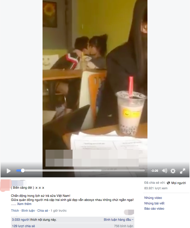 Cặp đôi 'yêu cuồng nhiệt' tại quán trà sữa ảnh 1