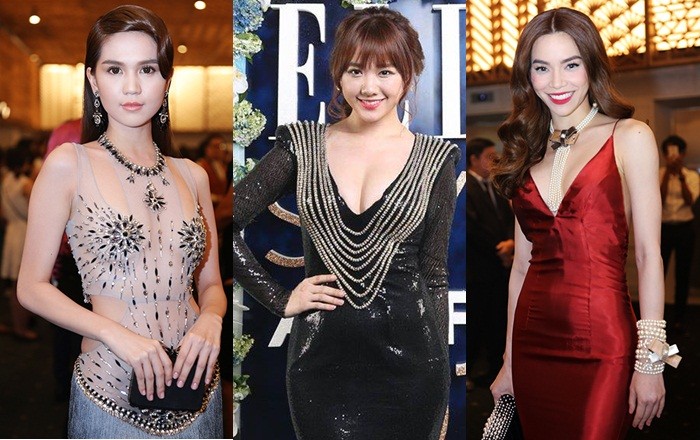 Ngọc Trinh khoe eo, Hari Won 'rủ' Hà Hồ khoe ngực trên thảm đỏ ảnh 1