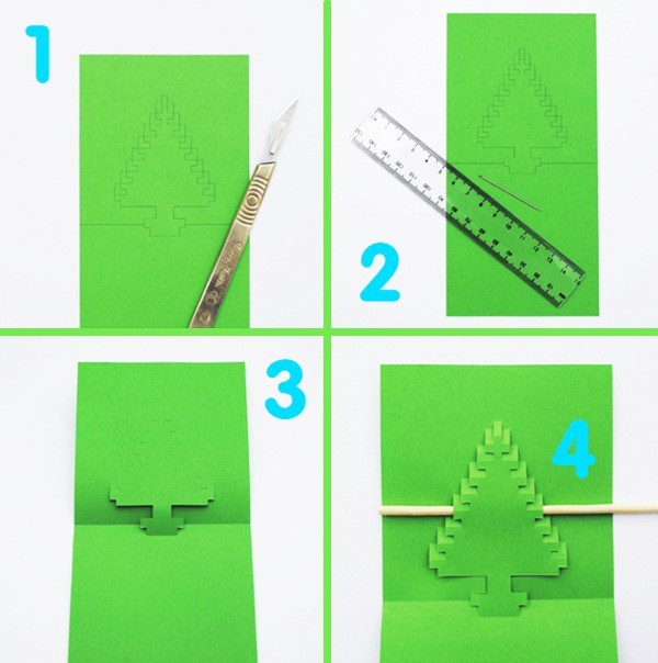 Cách làm 4 mẫu thiệp giáng sinh hình cây thông siêu dễ thương ảnh 6