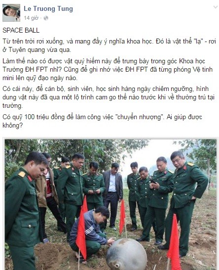 Chủ tịch HĐQT đại học FPT muốn mua 'vật thể lạ' rơi ở Tuyên quang