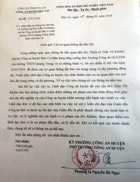 Thiếu tá CA vào trường đánh học sinh, Giám đốc CA tỉnh nói gì? ảnh 2