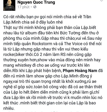 Bạn bè Trần Lập: Kẻ rơi lệ viết tâm thư, người ôn lại kỷ niệm ảnh 8