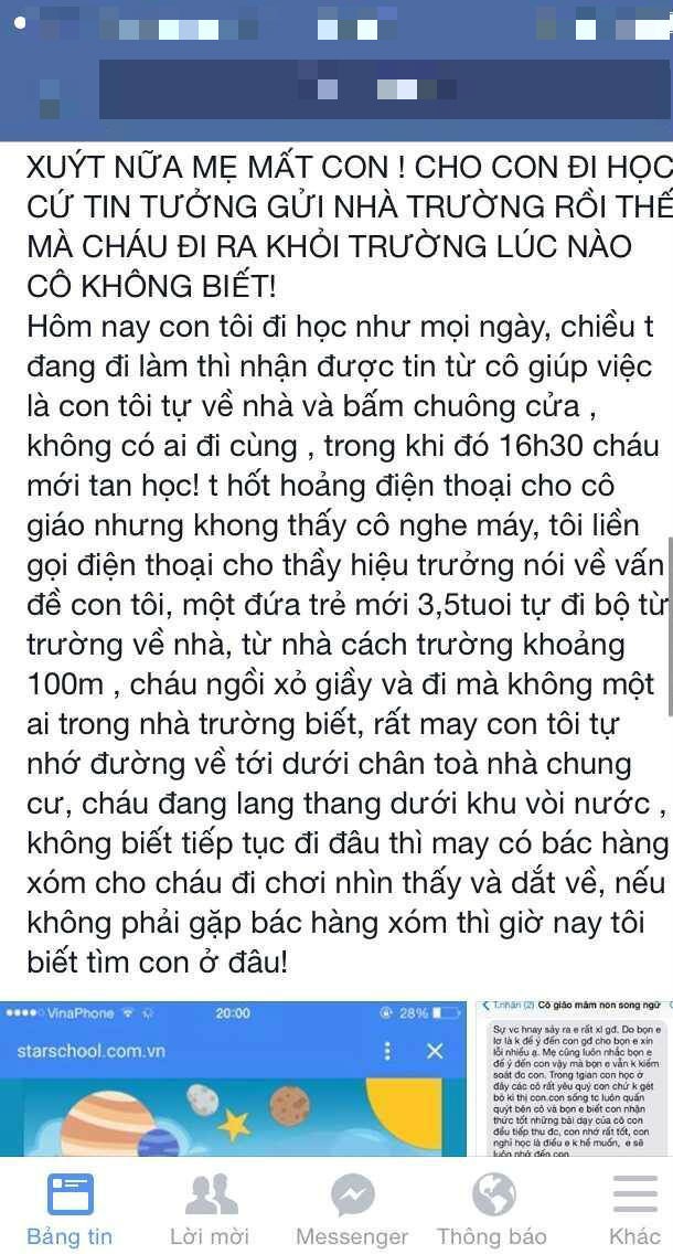 Trường mầm non để trẻ 3,5 tuổi bỏ về nhà, phụ huynh hoảng sợ ảnh 1