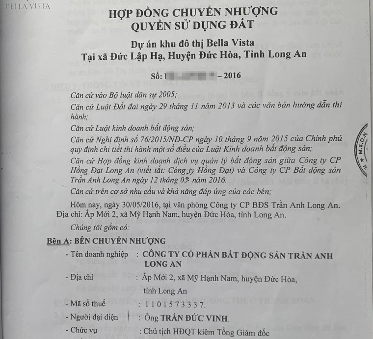 Hàng loạt sai phạm tại dự án Bella Vista – Bài 2: Bị Tỉnh đình chỉ, Hồng Đạt vẫn tiếp tục bán đất ảnh 1