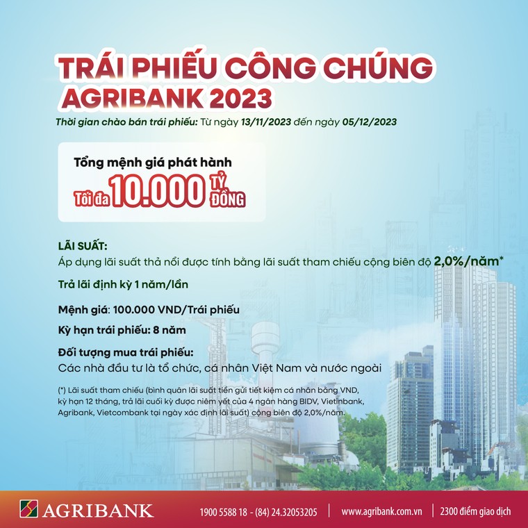 Agribank phát hành 10.000 tỷ đồng trái phiếu ra công chúng năm 2023 ảnh 1