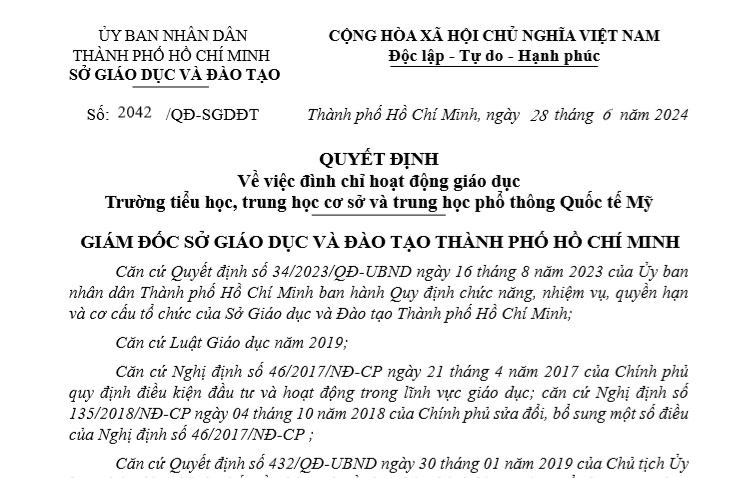 TP.HCM: Đình chỉ hoạt động của Trường Quốc tế Mỹ - AIS ảnh 1