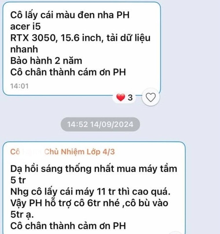 Vụ Giáo viên “xin tiền” mua laptop: Hoàn trả tiền cho phụ huynh, tạm dừng đứng lớp với cô giáo ảnh 1