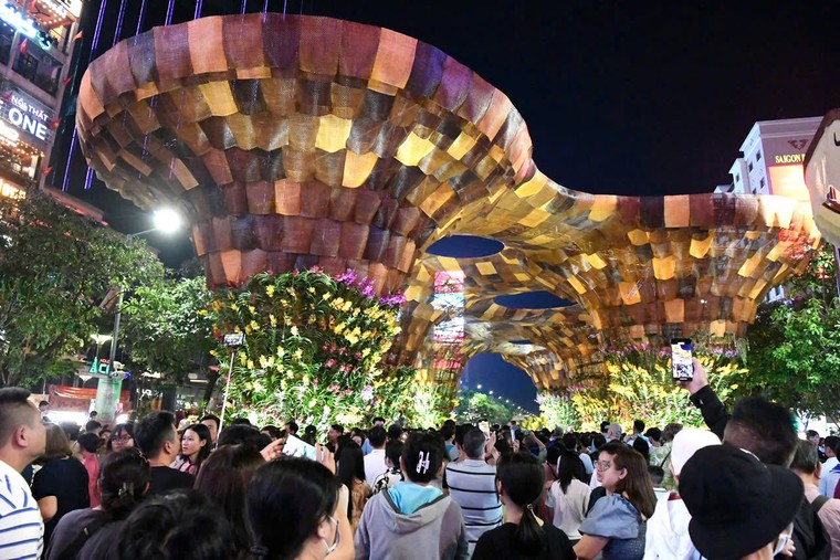 TP.HCM: Khai mạc Đường hoa Nguyễn Huệ, hàng ngàn du khách náo nức đón Xuân ảnh 3