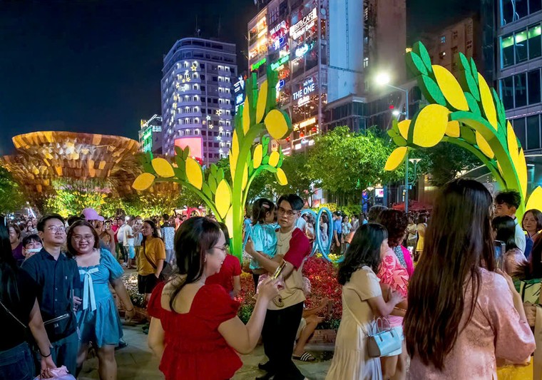 TP.HCM: Khai mạc Đường hoa Nguyễn Huệ, hàng ngàn du khách náo nức đón Xuân ảnh 7