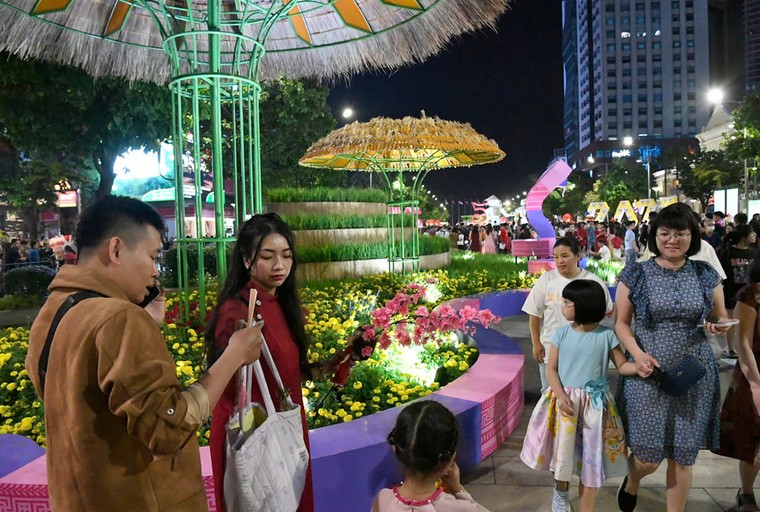 TP.HCM: Khai mạc Đường hoa Nguyễn Huệ, hàng ngàn du khách náo nức đón Xuân ảnh 8