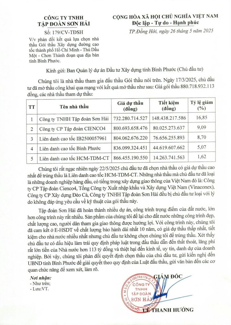 Gói thầu đường cao tốc tại Bình Phước: Tập đoàn Sơn Hải cần tuân thủ luật khi bảo vệ quyền lợi của mình ảnh 1