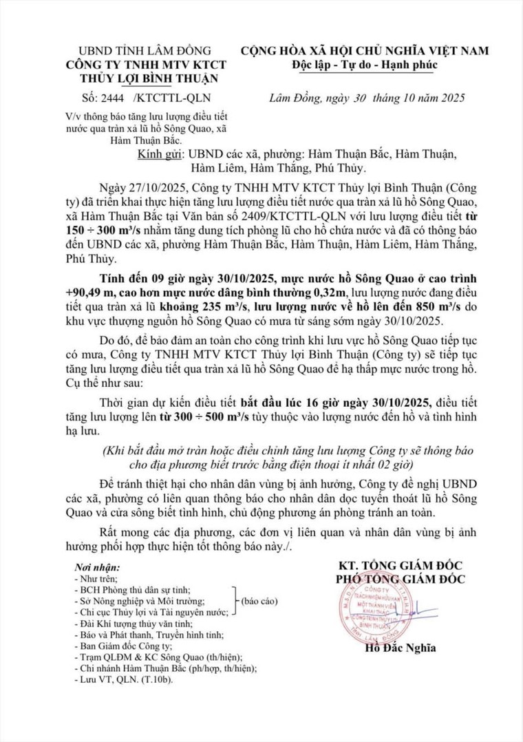 Lâm Đồng: Hồ Sông Quao xả lũ, người dân yêu cầu bồi thường thiệt hại vì ngập lụt ảnh 1