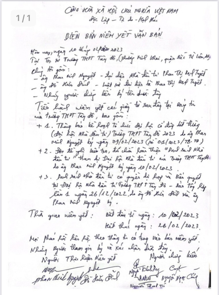 Trường THPT Tây Đô thông báo kế hoạch tổ chức Đại hội nhà đầu tư ảnh 1