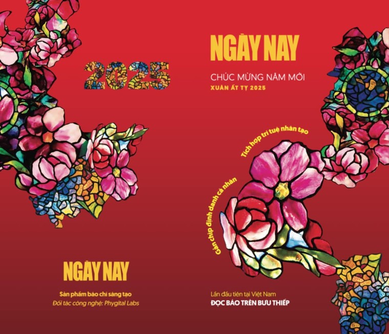 Đọc báo tết Ngày Nay trên bưu thiếp định danh ảnh 2