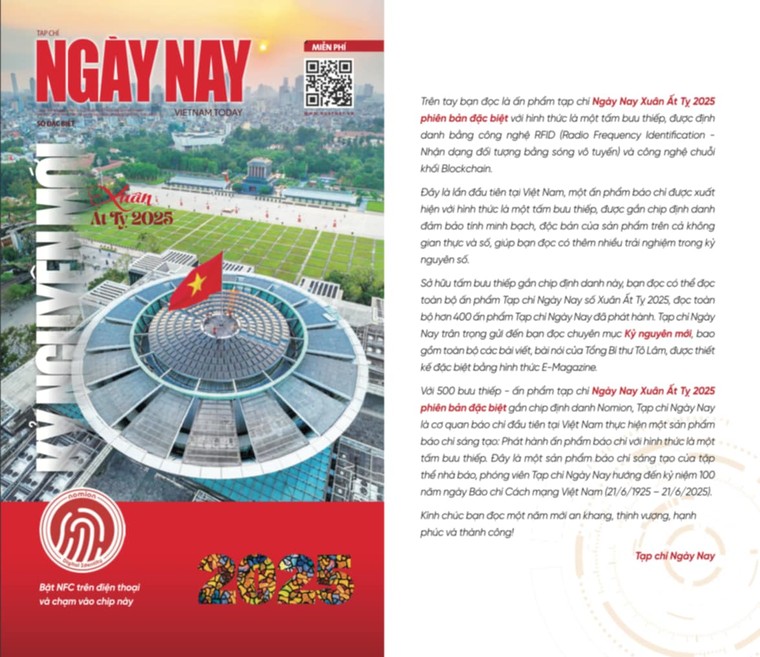 Đọc báo tết Ngày Nay trên bưu thiếp định danh ảnh 1