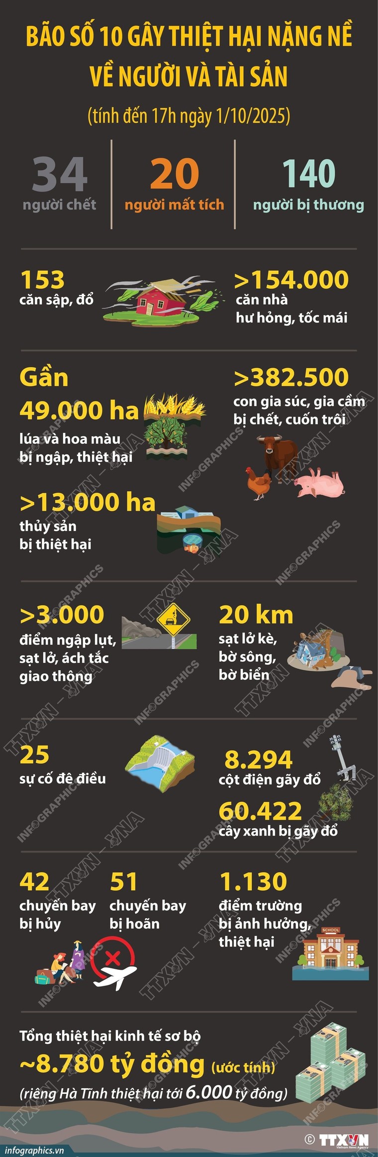 Bão số 10 gây thiệt hại nặng nề về người, tài sản ảnh 1