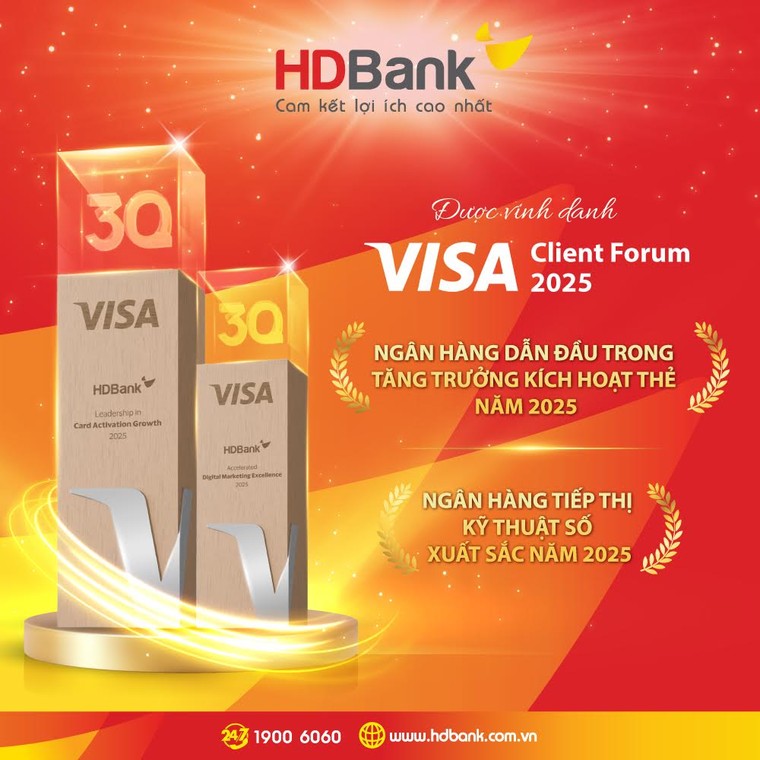 HDBank lập cú đúp giải thưởng từ Visa, ghi dấu hành trình số hóa toàn diện và nâng tầm trải nghiệm khách hàng ảnh 1