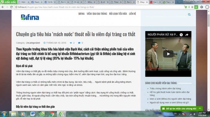 Công ty Ecoparth Việt Nam đang lợi dụng uy tín của bác sĩ để quảng cáo thực phẩm chức năng Bifina? ảnh 1