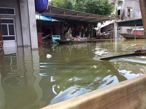 Nước ngập sâu, người dân Ninh Bình chèo thuyền đi lại ảnh 3