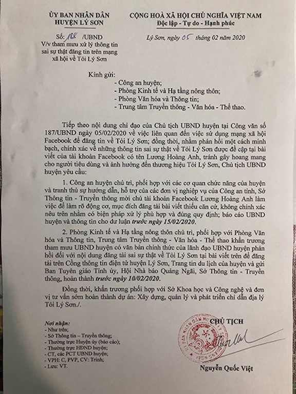 Vụ ‘nói xấu’ tỏi Lý Sơn trên mạng xã hội: Công an vào cuộc điều tra ảnh 1
