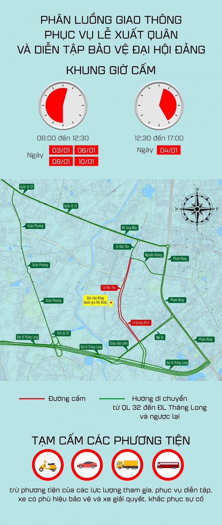 Phân luồng giao thông diễn tập bảo vệ Đại hội XIII ảnh 1
