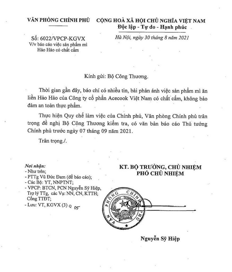 Vụ mì Hảo Hảo: Yêu cầu báo cáo Thủ tướng trước ngày 7/9 ảnh 1