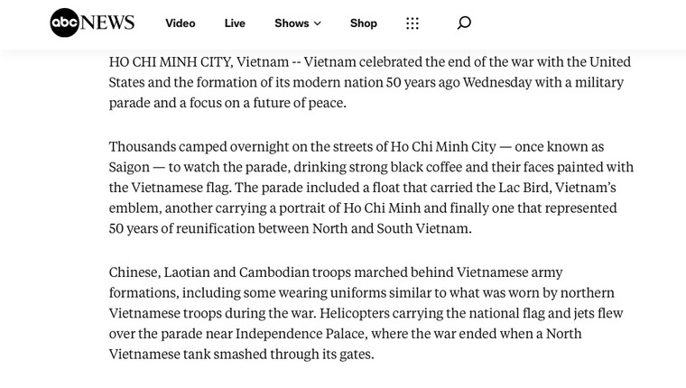 Báo chí quốc tế đưa tin đậm nét về lễ kỷ niệm đặc biệt tại Việt Nam ảnh 1