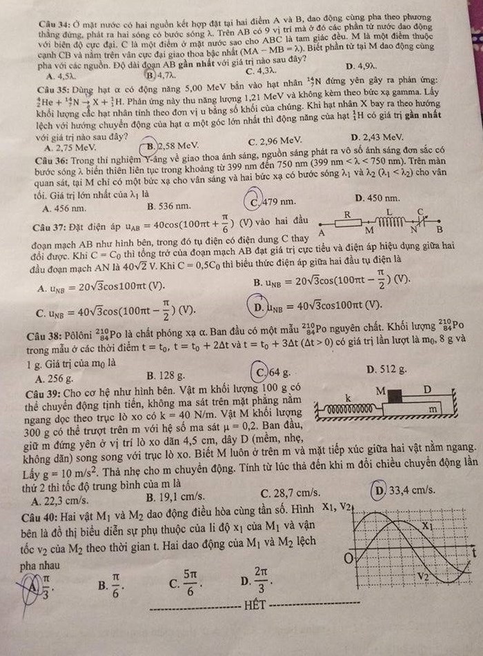 Gợi ý đáp án đề thi Vật lý kỳ thi THPT quốc gia 2018 ảnh 6