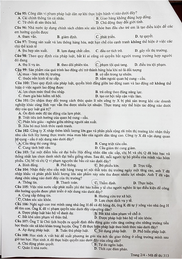 Gợi ý đáp án môn Giáo dục công dân kỳ thi THPT quốc gia 2018 ảnh 5
