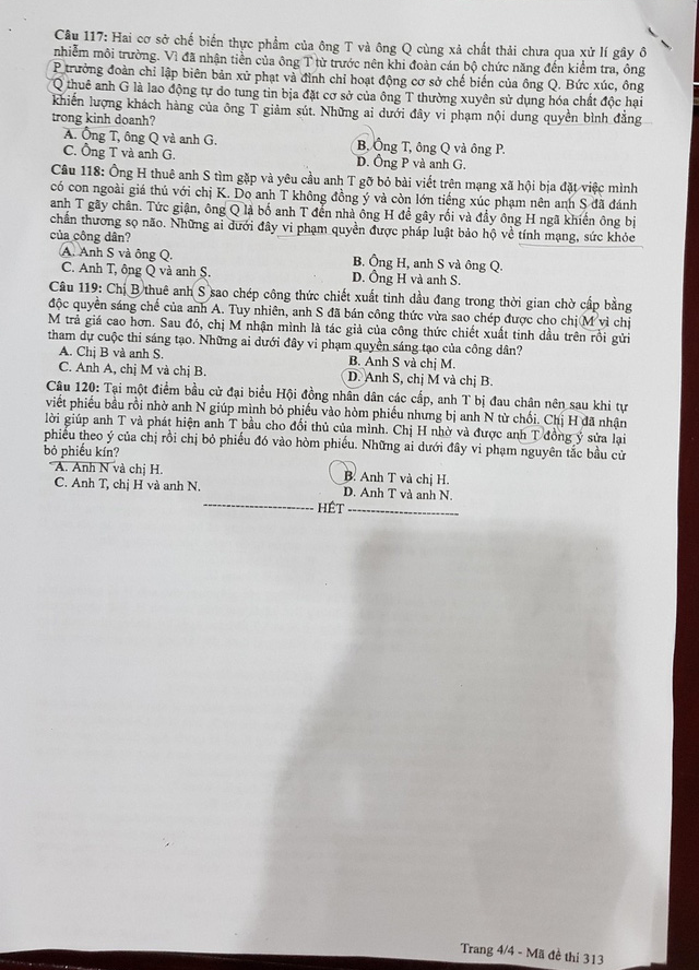 Gợi ý đáp án môn Giáo dục công dân kỳ thi THPT quốc gia 2018 ảnh 7